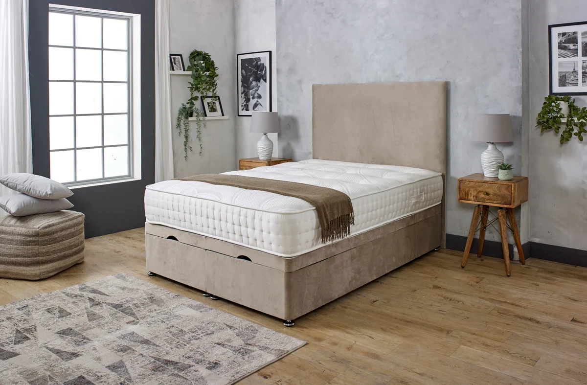Plain Ottoman Divan Bed with Headboard Newcastle Beds