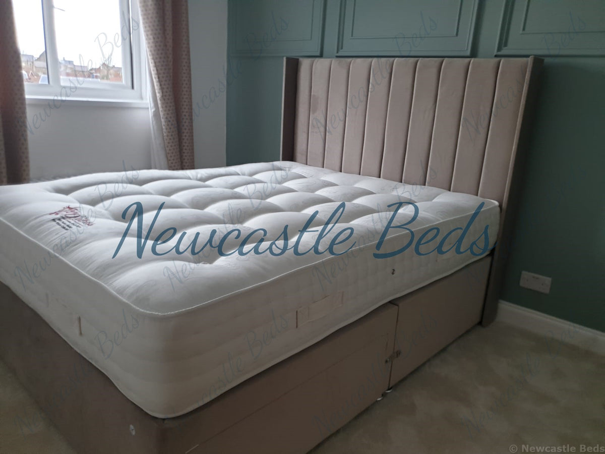 Elsa Wing Divan with Floor Standing 54in Headboard Newcastle Beds